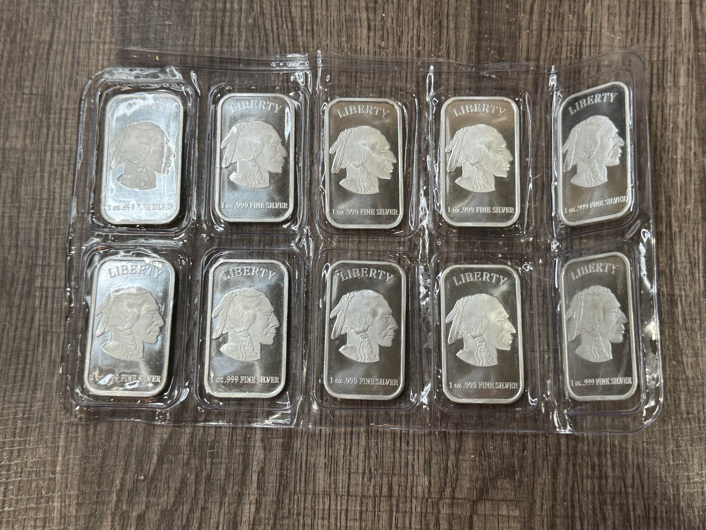 10x 1 oz Buffalo Silver Bars