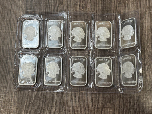 10x 1 oz Buffalo Silver Bars