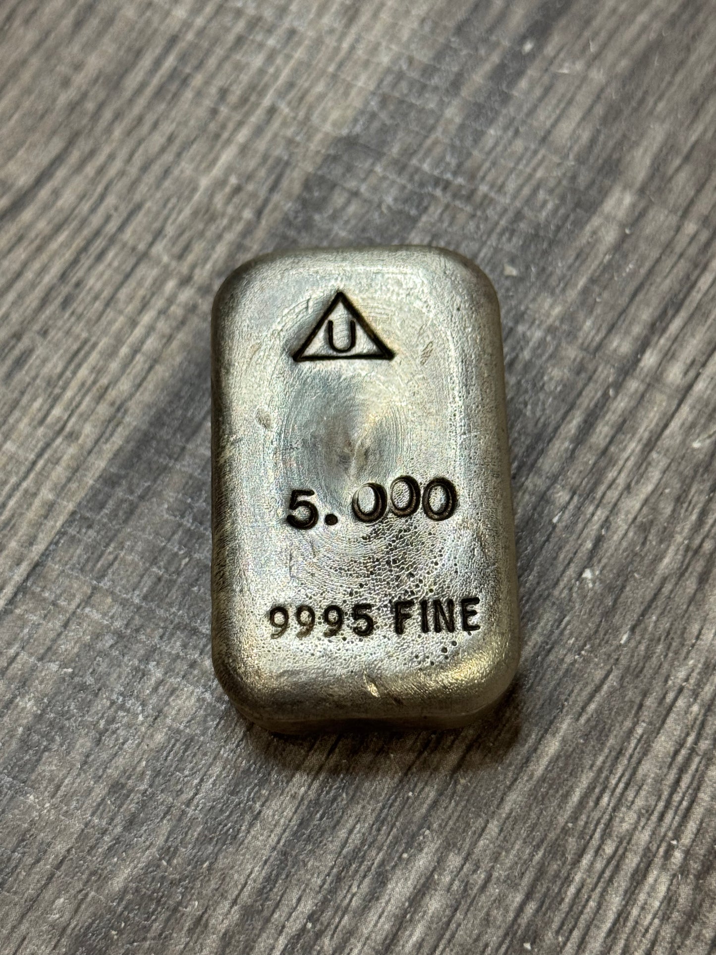 Vintage Delta 5 oz Poured Silver Bar